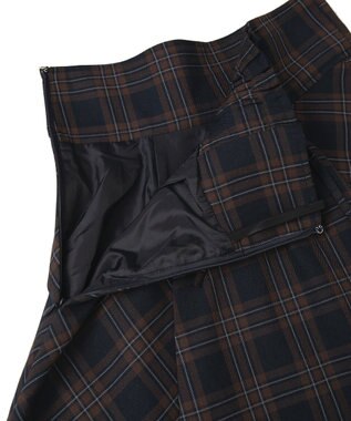 earth music&ecology バックレースアップスカート Check Navy