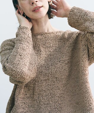 UNFILO L テープヤーンニット プルオーバー キャメル