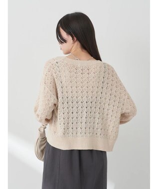 earth music&ecology 透かし編みテープヤーンカーディガン Pink