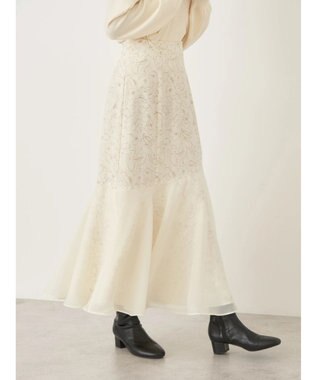 earth music&ecology 切替フラワースカート Ivory