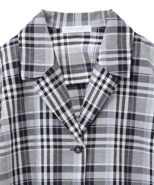 Green Parks 綿麻混裾ドロスト開襟シャツジャケット Check