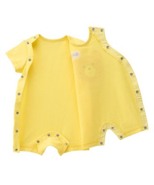 MIKI HOUSE HOT BISCUITS 【70-80cm】カラフルビーンズ フェイスプリント ショートオール 黄