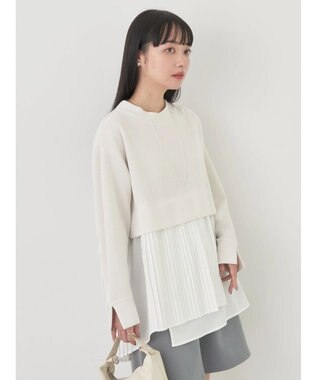 earth music&ecology プリーツヘムドッキングチュニック Ivory