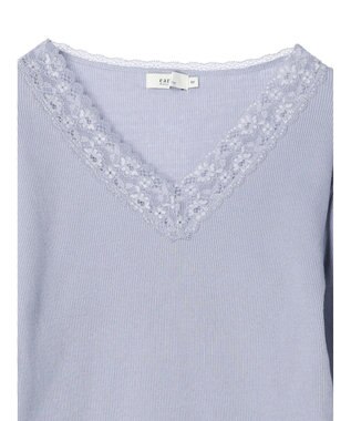 earth music&ecology レースＶネックテレコインナー Grayish Blue