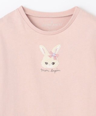 ANY KIDS オーガビッツアニマルサガラ刺繍Ｔシャツ ピンク×ウサギ