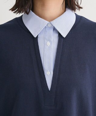 Green Parks 衿レイヤードッキングチュニック Navy