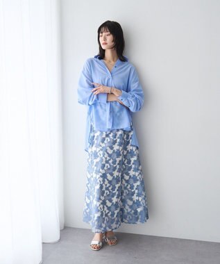 YECCA VECCA バック釦シアーシャツ Blue