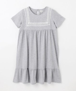 組曲 KIDS 【UVカット】【150-160㎝】セーラーレース ワンピース グレー