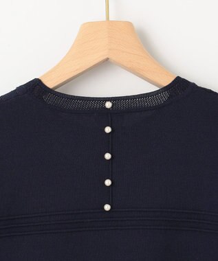 組曲 S 透かし柄 ニットプルオーバー ネイビー系