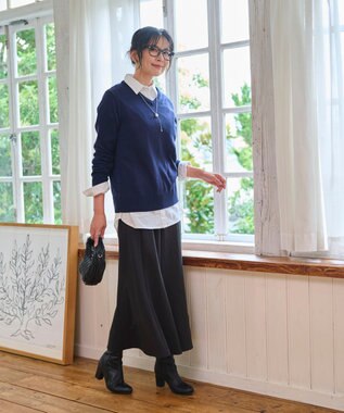 WEGO 【WEB限定/2025年秋冬新作/洗濯OK/毛玉レス/MLXLサイズ展開/オフィス/カジュアル】ベーシックニットセーター ネイビー