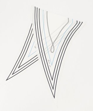 J.PRESS LADIES ストライプ プリント 剣先 スカーフ ホワイト系5