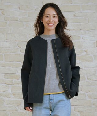 ウールナイロンリバー ノーカラー コート