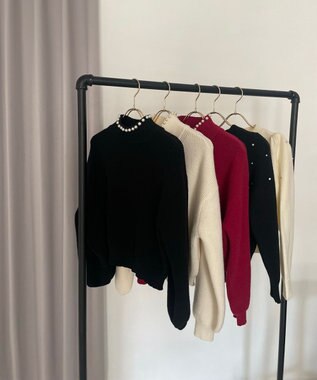 Feroux パール襟 ニット ブラック系