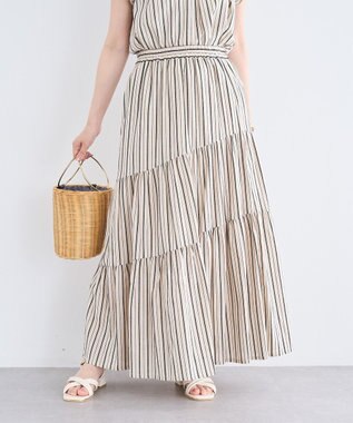 Green Parks ・ＥＬＥＮＣＡＲＥ　ＤＵＥ　ストライプフレアスカート Beige