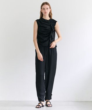 BEIGE， BERNARD / リネン混 ヘムタグ 2WAYパンツ Black