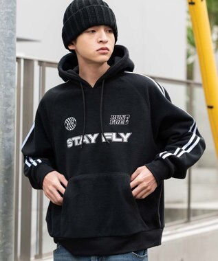 WEGO ラインフリースパーカー ブラック