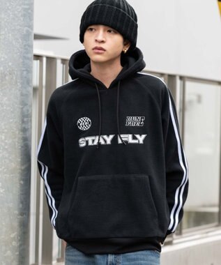 WEGO ラインフリースパーカー ブラック