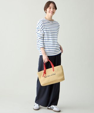 ANY ワイドフェイクラフィアトートバッグ レッド