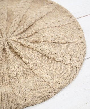 石田製帽 オーガニックコットン アラン編みベレー ベージュ