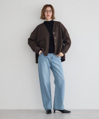 YECCA VECCA 金釦カットジョーゼットカーディガン Brown