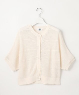 J.PRESS LADIES L 【洗える】PATTERN MESH ドルマンスリーブ カーディガン アイボリー系