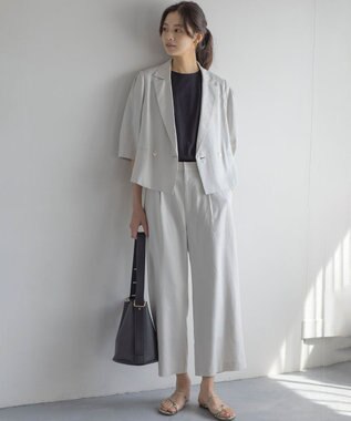 組曲 リネンレーヨンワイド パンツ グレージュ系