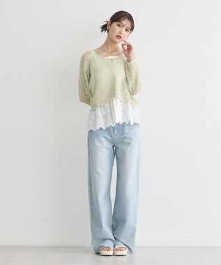 earth music&ecology コットンレースヘムインナー Off White