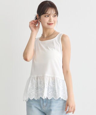 earth music&ecology コットンレースヘムインナー Off White