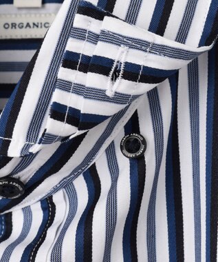 JOSEPH ABBOUD 【オーガニックコットン・柔らかな肌触り】カラーストライプ シャツ サックスブルー系1