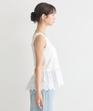 earth music&ecology コットンレースヘムインナー Off White