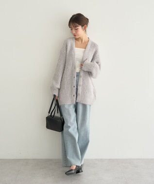 earth music&ecology 【予約】カラーミックスシャギーカーディガン グレー