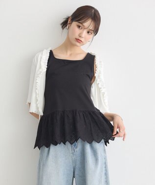 earth music&ecology コットンレースヘムインナー Black