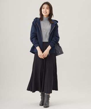 J.PRESS LADIES 【洗える】パウダリージャージー ランダムプリーツ スカート ブラック系