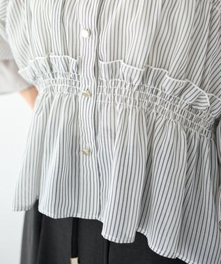 earth music&ecology シャーリングストライプシャツ Stripe Black