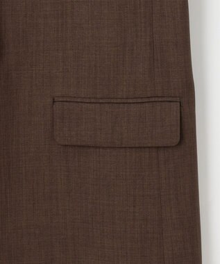 自由区 【接触冷感・速乾・UVカット・撥水・防シワ】リネンライクツイル ミドル丈ジレ ダークブラウン系