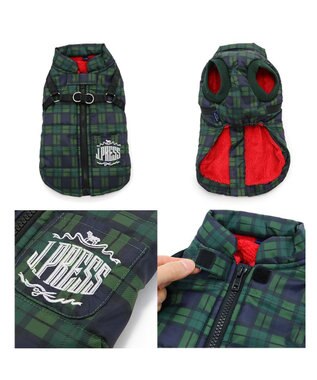 PET PARADISE J.PRESS アウター ハーネスベスト 《チェック柄》 小型犬 緑