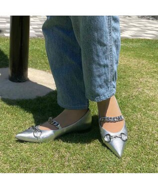 MODE ET JACOMO <MODE ET JACOMO>ポインテッドトゥメリージェーンパンプス シルバー