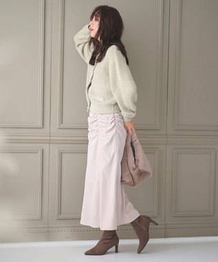 Feroux 【洗える】シュリンクマーメイド スカート ベージュ系