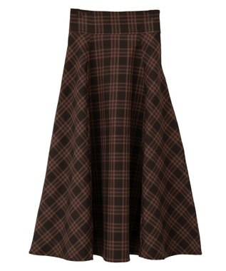 earth music&ecology バックレースアップスカート Check Brown