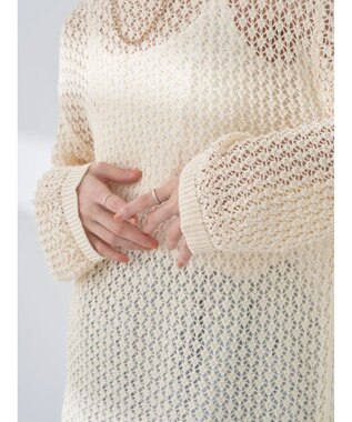 earth music&ecology メッシュ編みニットプルオーバー Ivory