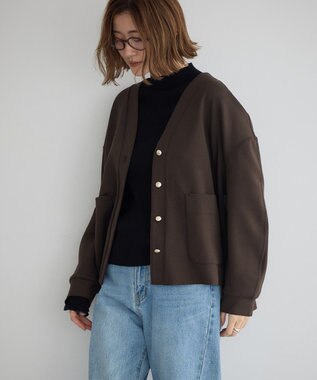 YECCA VECCA 金釦カットジョーゼットカーディガン Brown