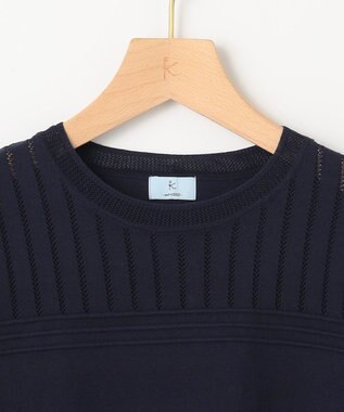 組曲 S 透かし柄 ニットプルオーバー ネイビー系