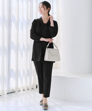 Tiaclasse L 【UVカット・吸水速乾】 “きれい見え” カットソーテーパードパンツ ブラック