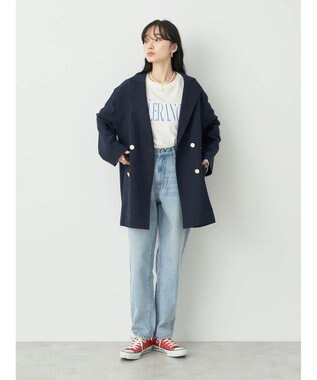 earth music&ecology ウ゛ィンテージ加工テーパードデニム Light Indigo