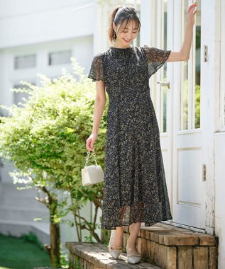 ANY SIS S 【洗える】ミニフラワープリント ワンピース ブラック系