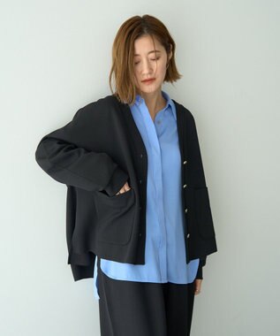 YECCA VECCA 金釦カットジョーゼットカーディガン Black