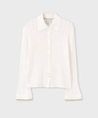 Paul Smith 【洗える】リブアイレット カーディガン オフホワイト