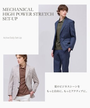 J.PRESS MEN 新色【MECHANICAL】【セットアップ対応 / 超軽量 / 清涼感 / 洗える】 ハイパワーストレッチ リネンルックジャケット_26年モデル ネイビー系8