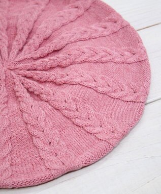 石田製帽 オーガニックコットン アラン編みベレー ピンク