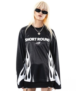 WEGO 【ユニセックス着用ITEM】ファイヤーパターンゲームロゴT（長袖） ブラック